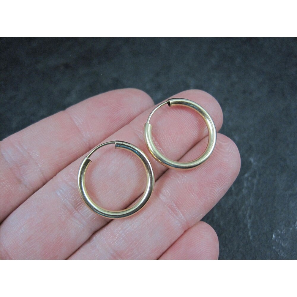 3/4" Gold Hoop Earrings 19mm 14K Gold Filled New Old Stock